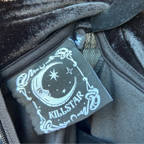 Killstar Verullian Wednesday Addams Goth Dark Raver Black Velvet Lace Halloween - Picture 6 of 6